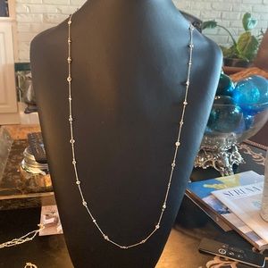 Kendra Scott 38” gold necklace spaced with clear stones NWOT